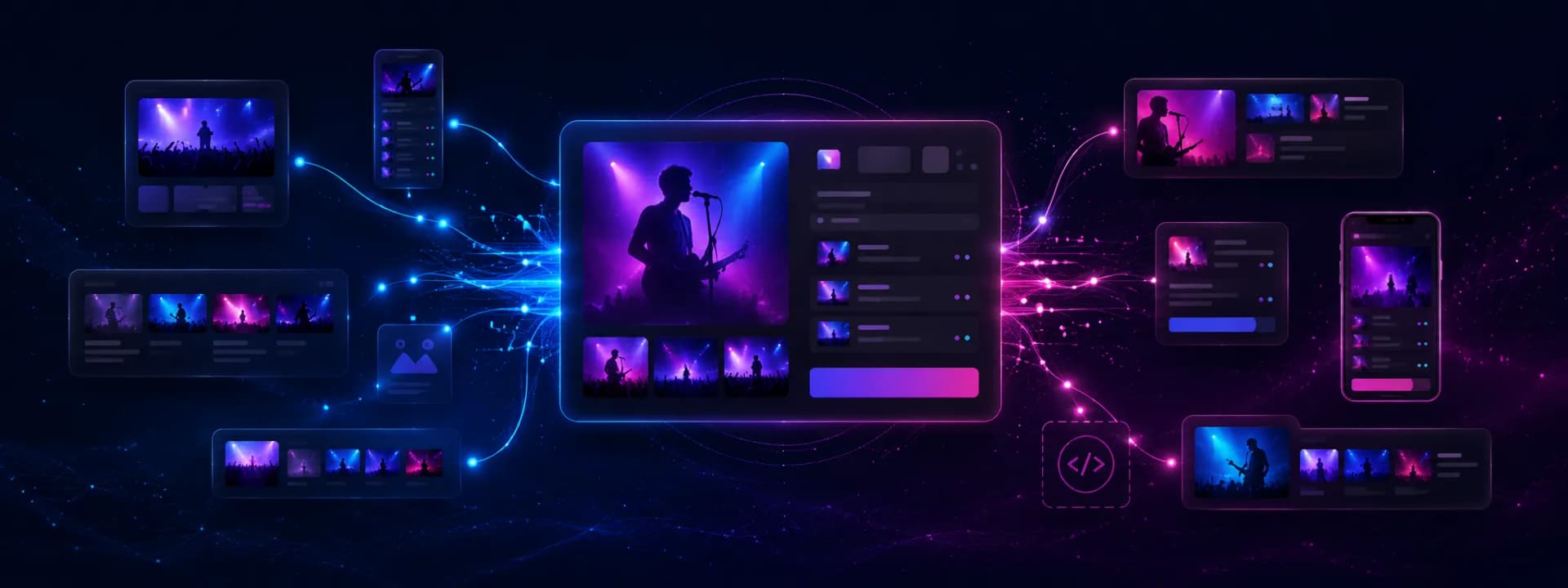 Music Kite Live Hub system — one source, multiple surfaces